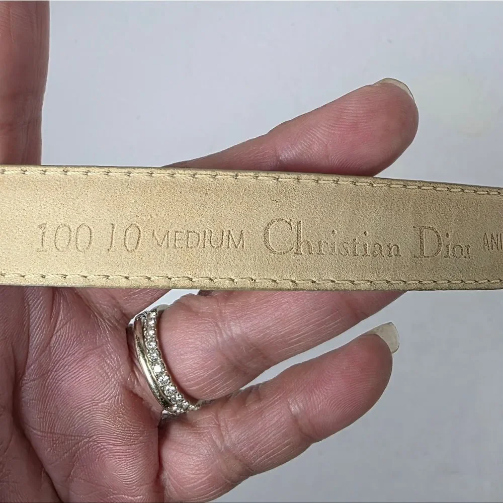 Christian Dior Vintage Saddle Leather Waist Belt Light Green Size 100